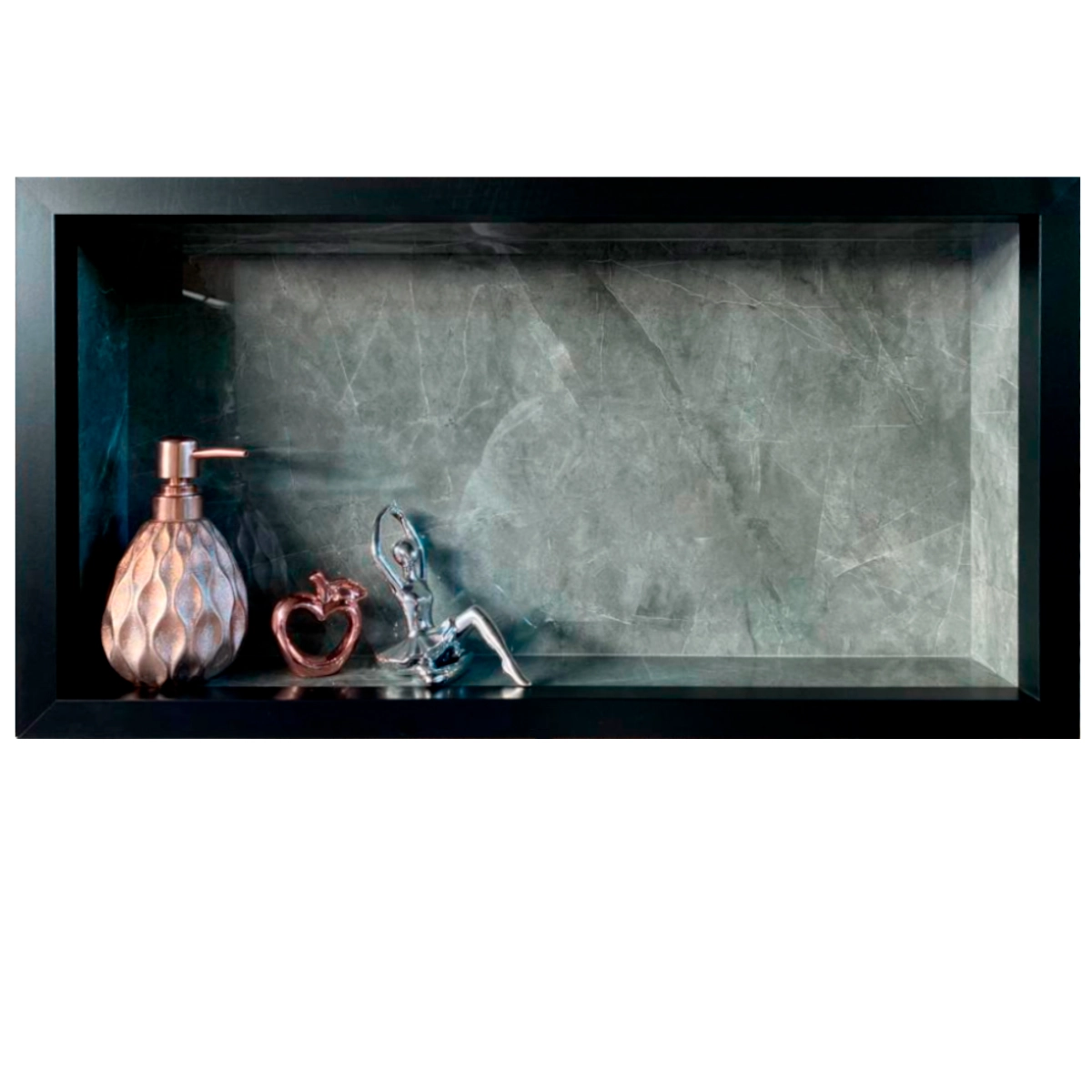 Nicho Em Porcelanato Cinza Grafite Polido 60x32cm Lomina