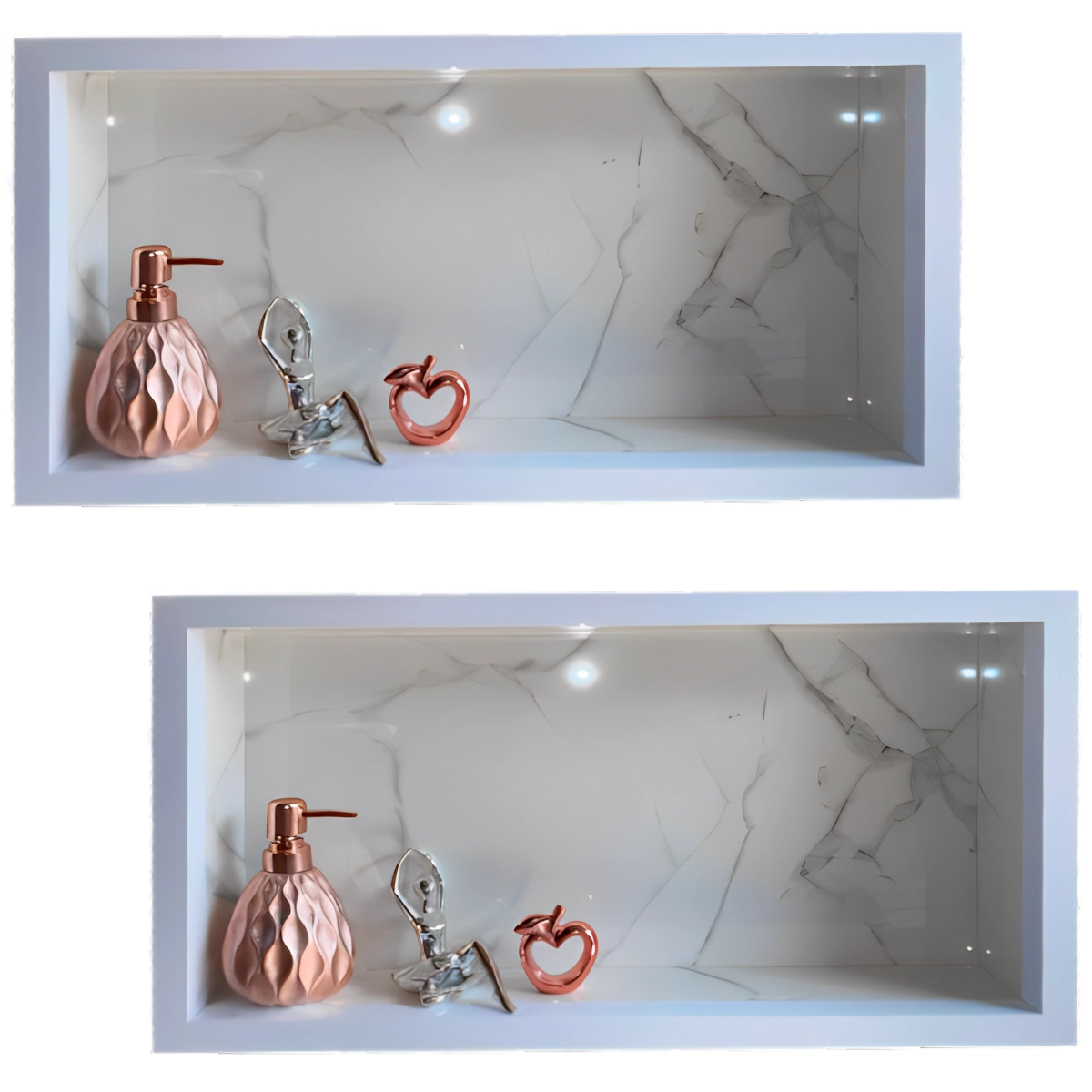Kit 2 Nicho de Porcelanato Branco Carrara Polido 60x32cm Lomina