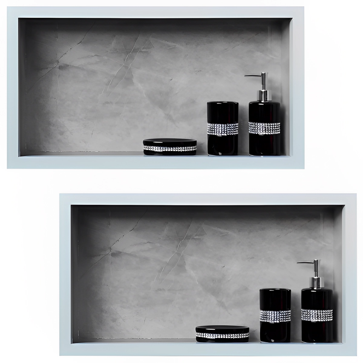 Kit 02 Nicho De Porcelanato Cinza Pulpis Polido 60x32cm