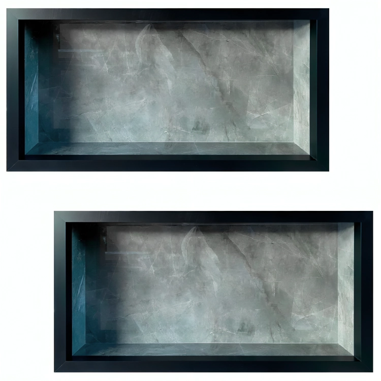Kit 02 Nicho De Porcelanato Cinza Grafite Polido 60x32cm