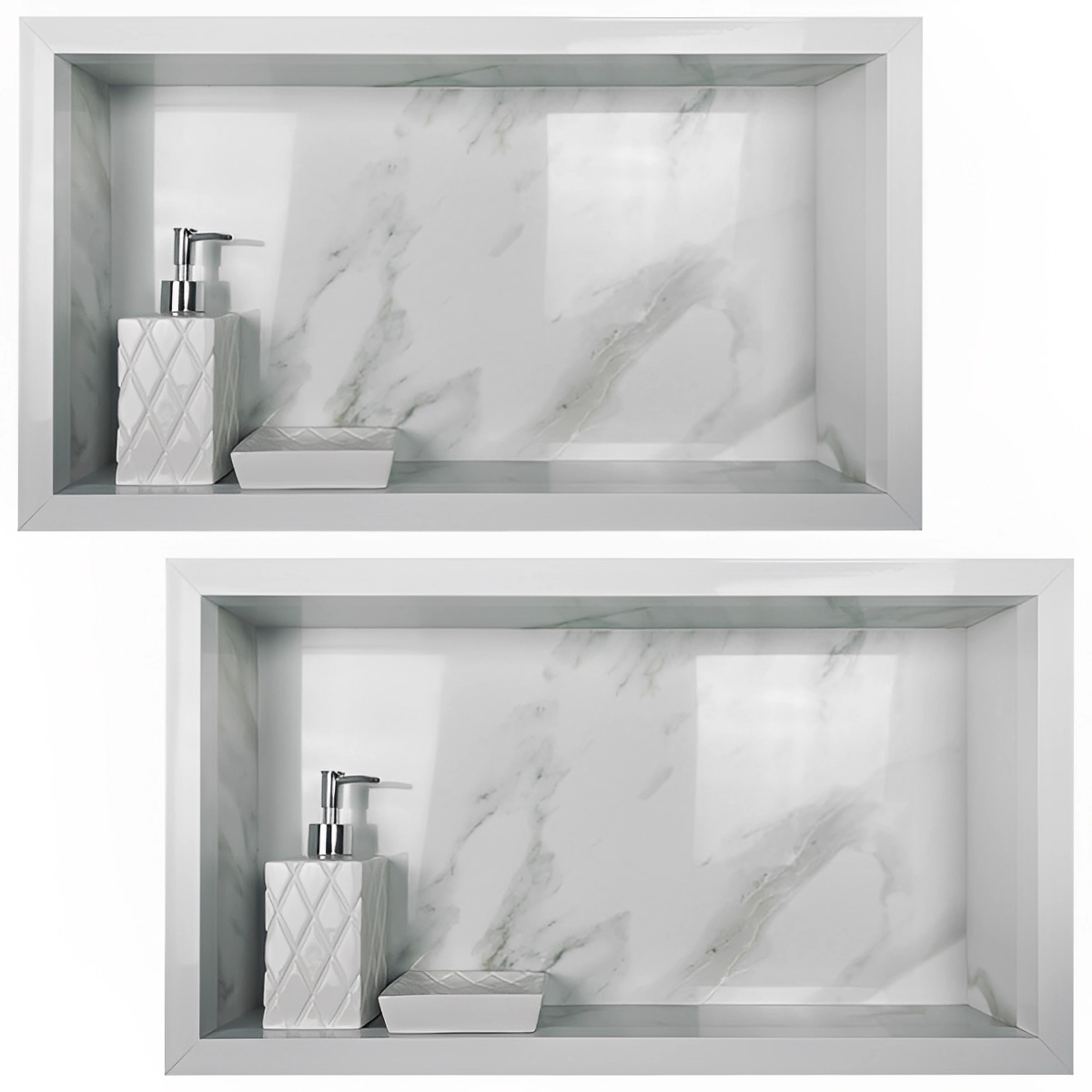 Nicho Porcelanato Branco Marmo Douro Polido 02 Unidades 60x32cm