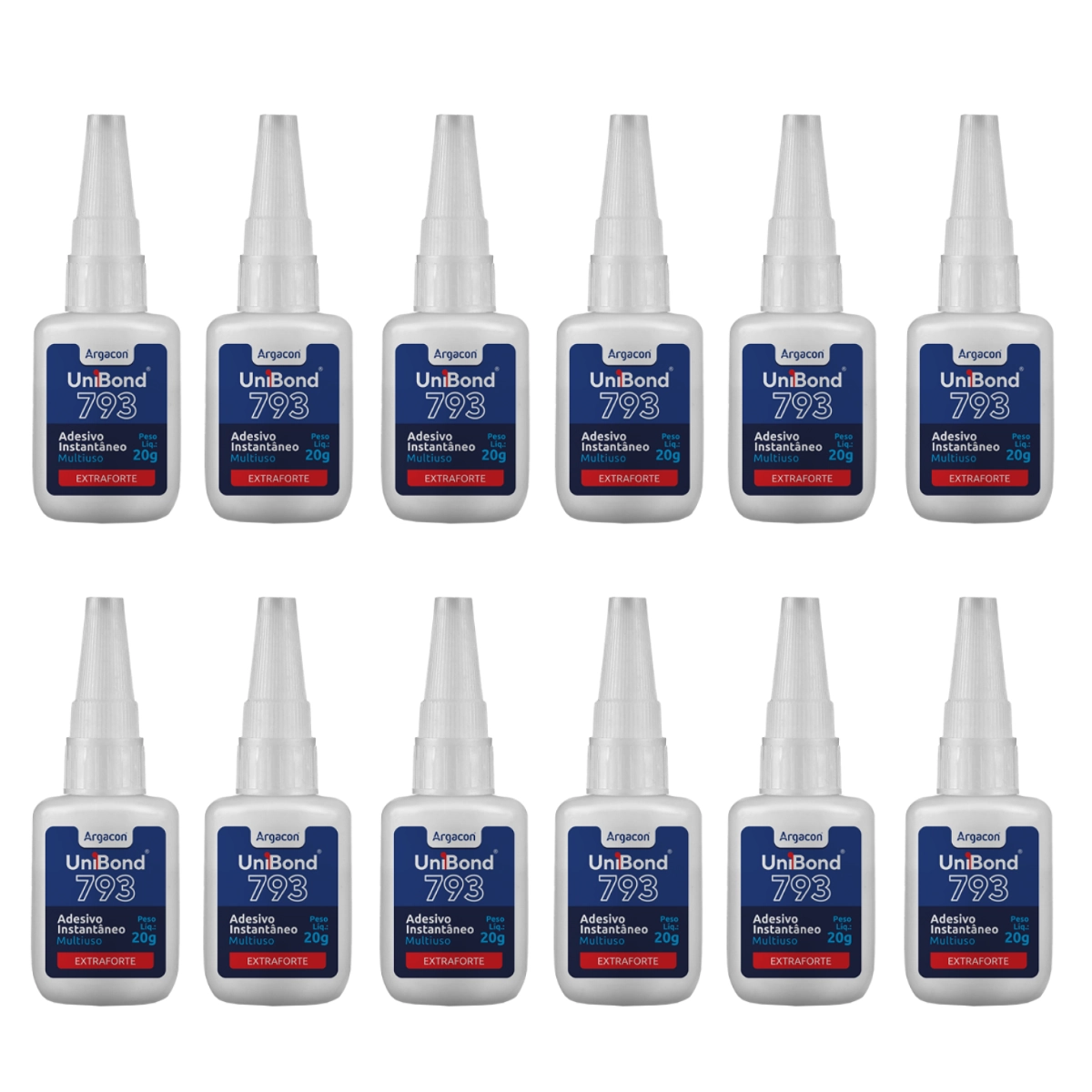 Cola Uni Bond Adesivo Instantâneo 793 20g Kit 12 Unidades Argacon