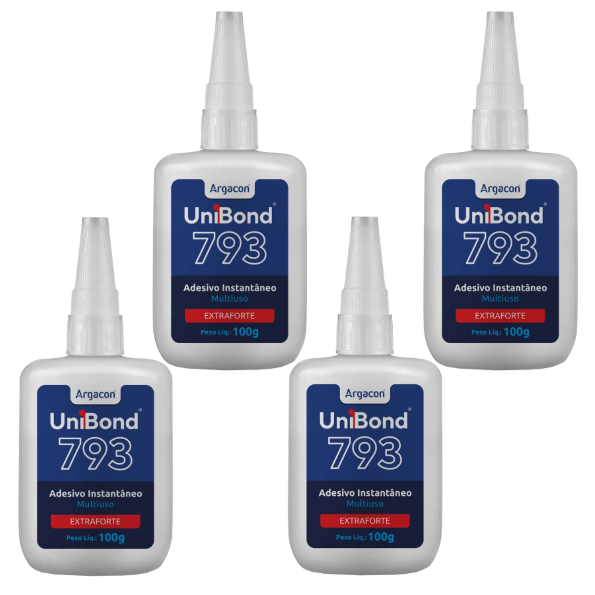 Cola Uni Bond Adesivo Instantâneo 793 Extraforte 100g Argacon Kit 4 Unidades