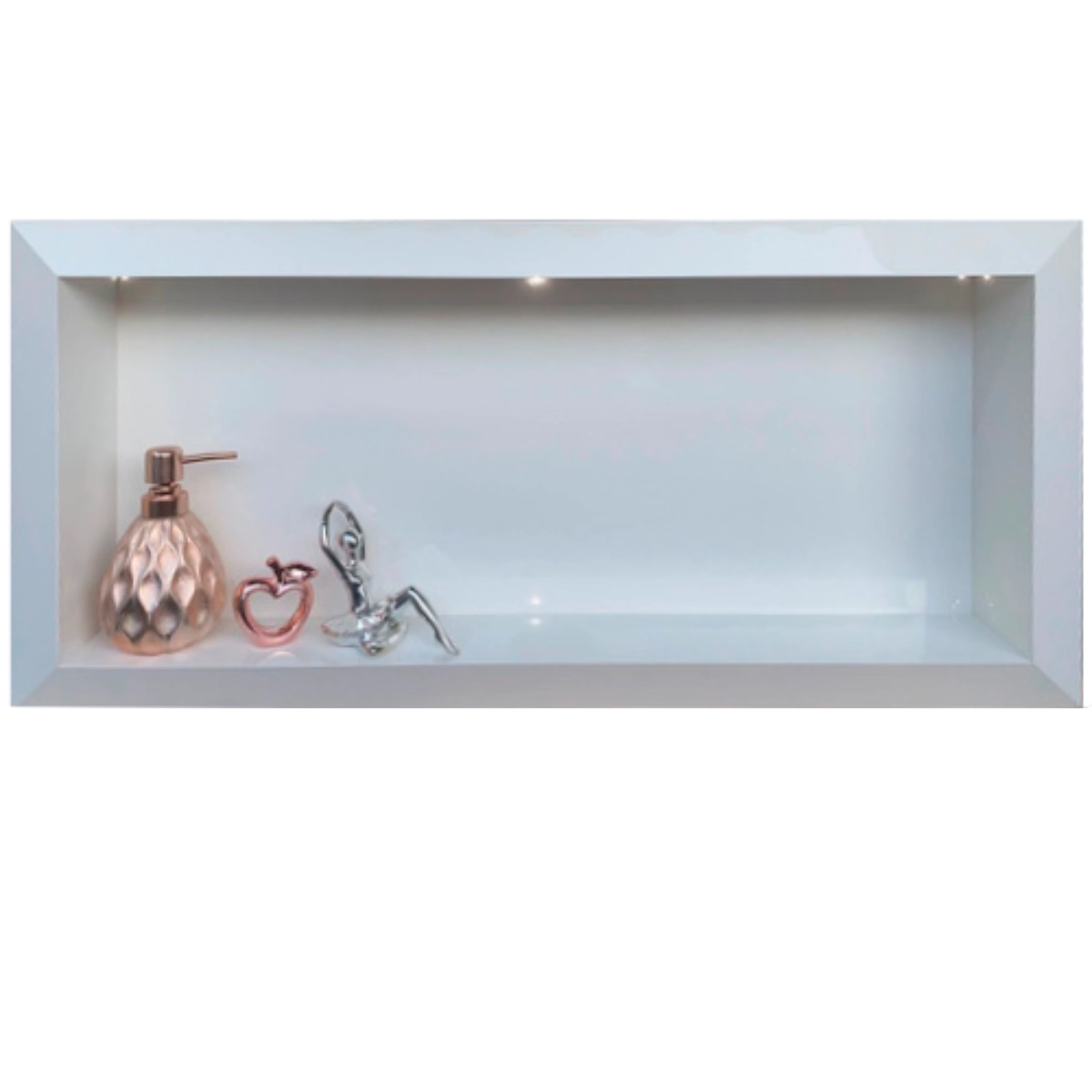 Nicho de Porcelanato Branco Polido Borda Diamante 60x32cm