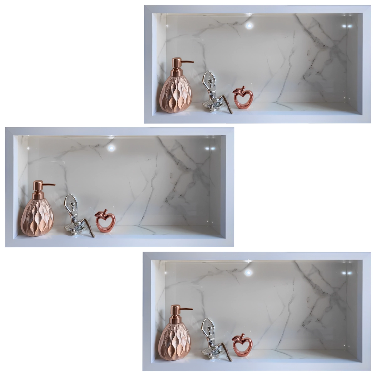 Nicho Porcelanato Branco Carrara 60x32cm Kit 3 Unidades