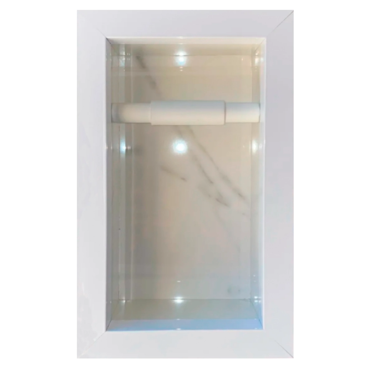 Porta Papel Higiênico Duplo Branco Carrara em Porcelanato