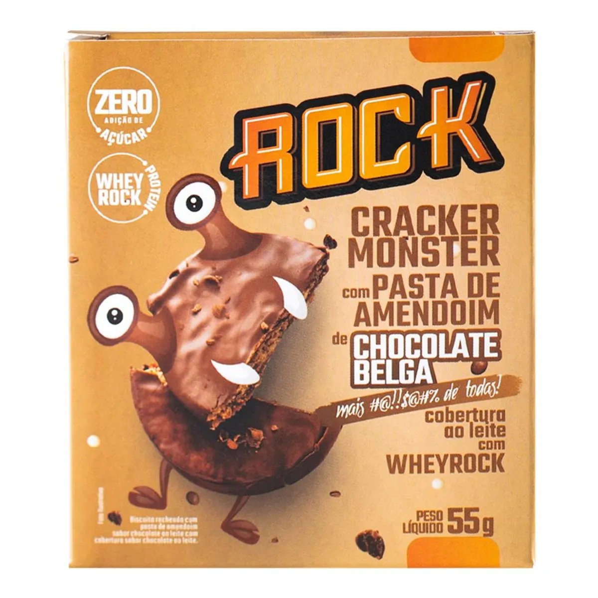 Biscoito Recheio Pasta De Amendoim De Chocolate Belga Cobertura Chocolate Ao Leite Com Whey Rock Cra