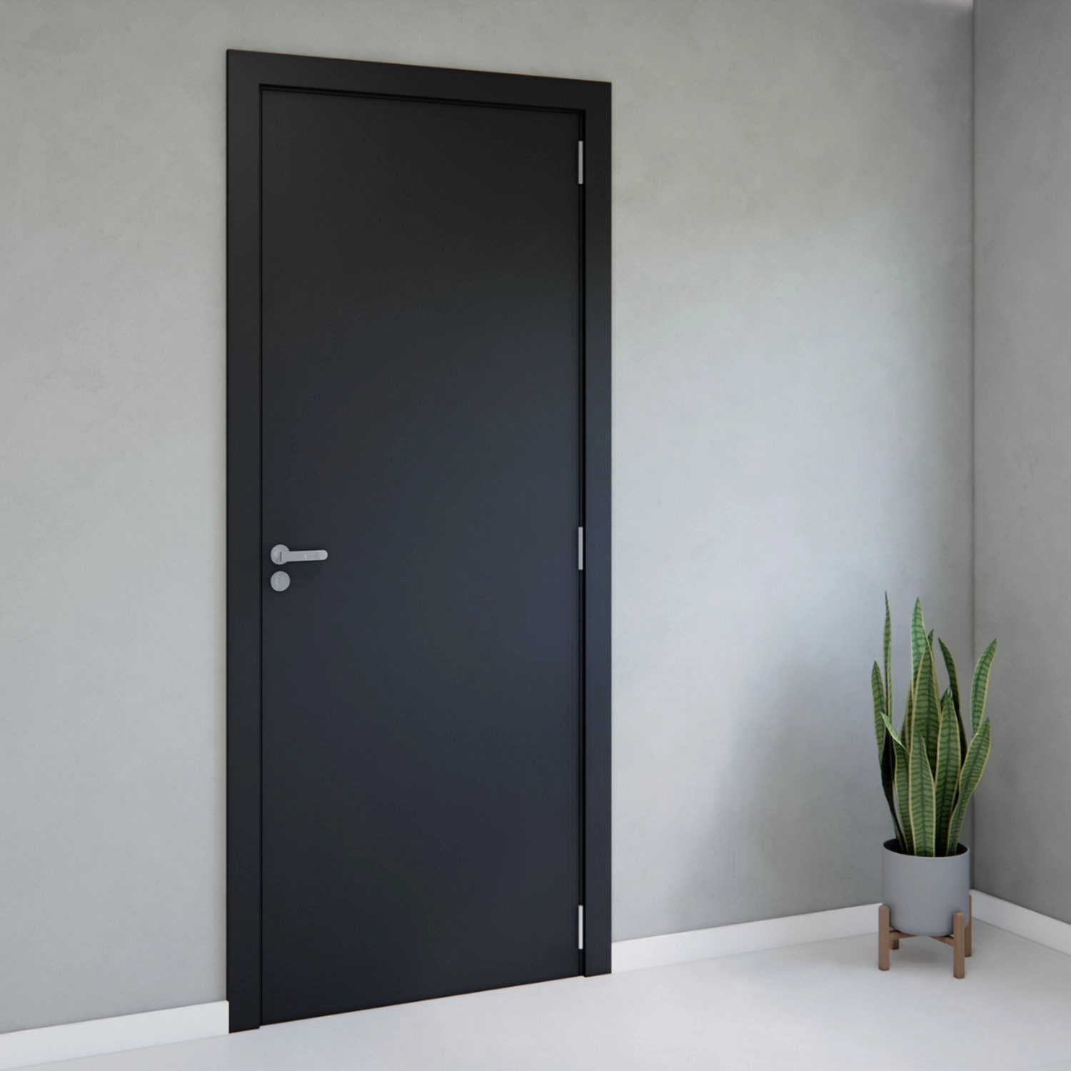 Kit Porta De Madeira Completa 213cm X 94cm Direita Batente Regulável 10 A 12,5 Incoportas Preto