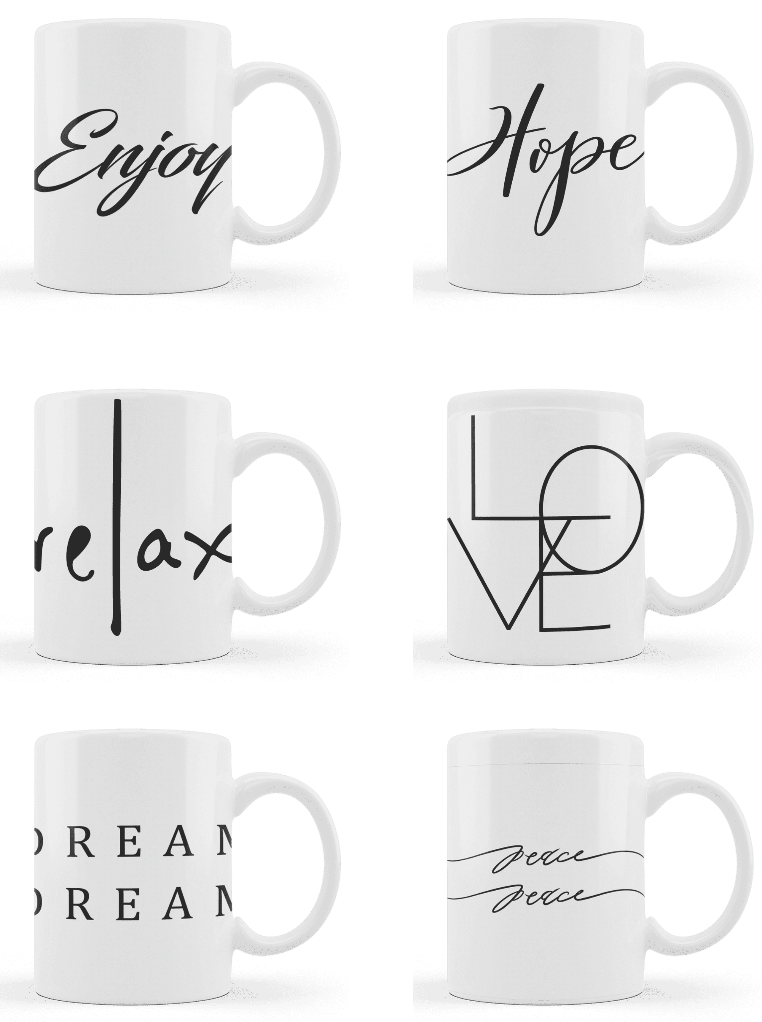 Caneca Porcelana Reta Caixa Word 300ml U12 10 Unita
