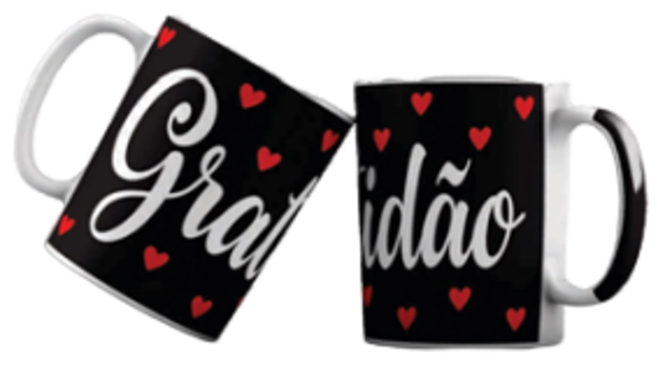 Caneca Porcelana Reta Gratidao 300ml Ut11 45 Unita