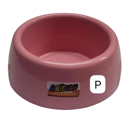Comedouro Arteiro 600ml Anti Formiga Rosa Peq