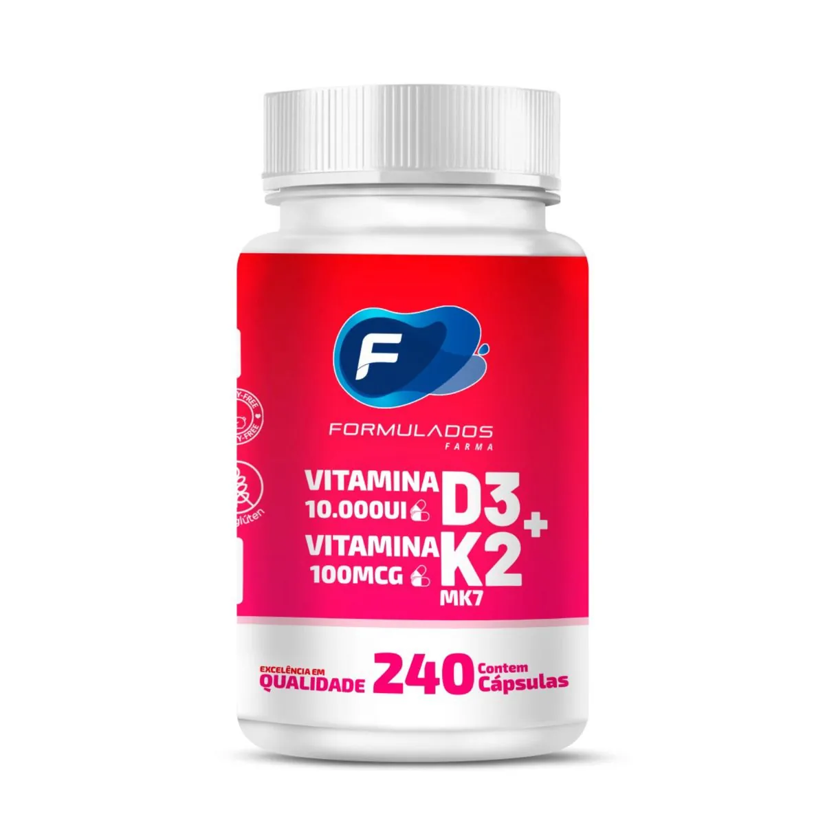 Vitamina K2 100mcg + Vitamina D3 10.000ui 240 Cápsulas