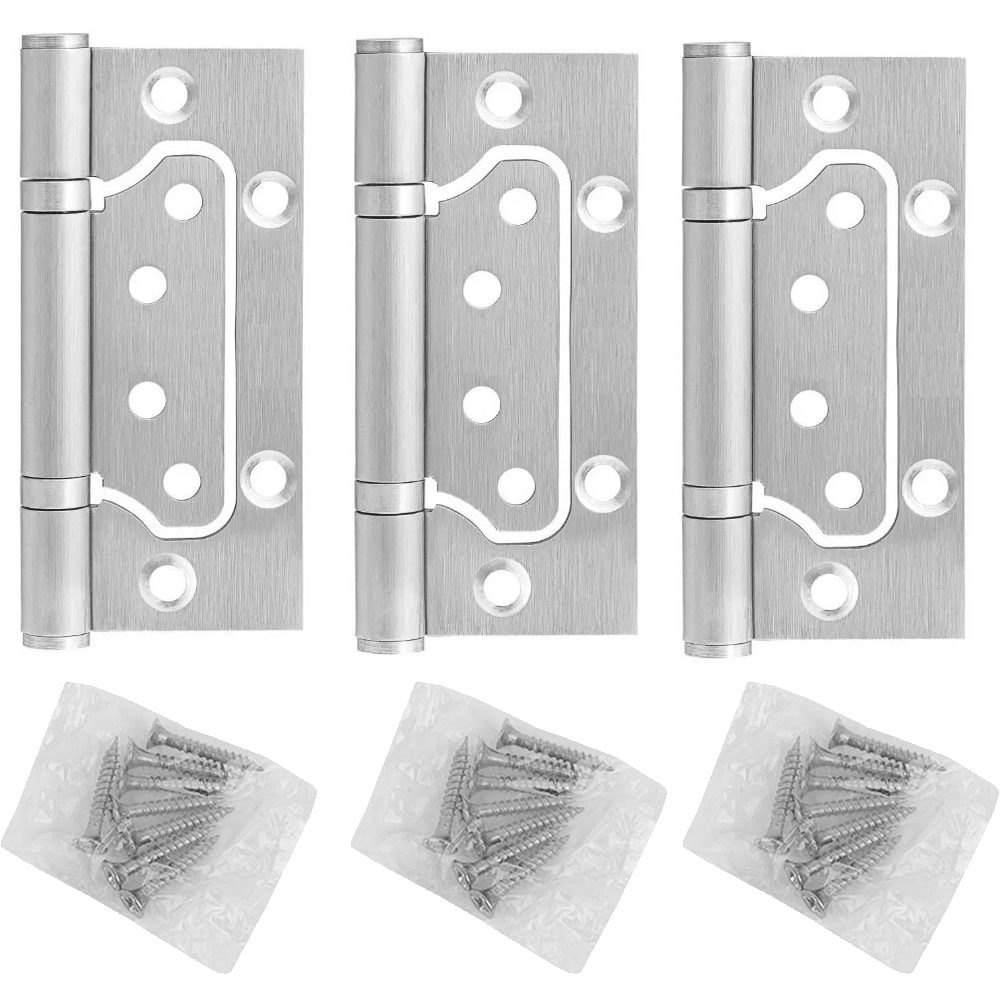 Dobradiça Porta Sobrepor 3 Peças De Aço Inox Mais Resistente