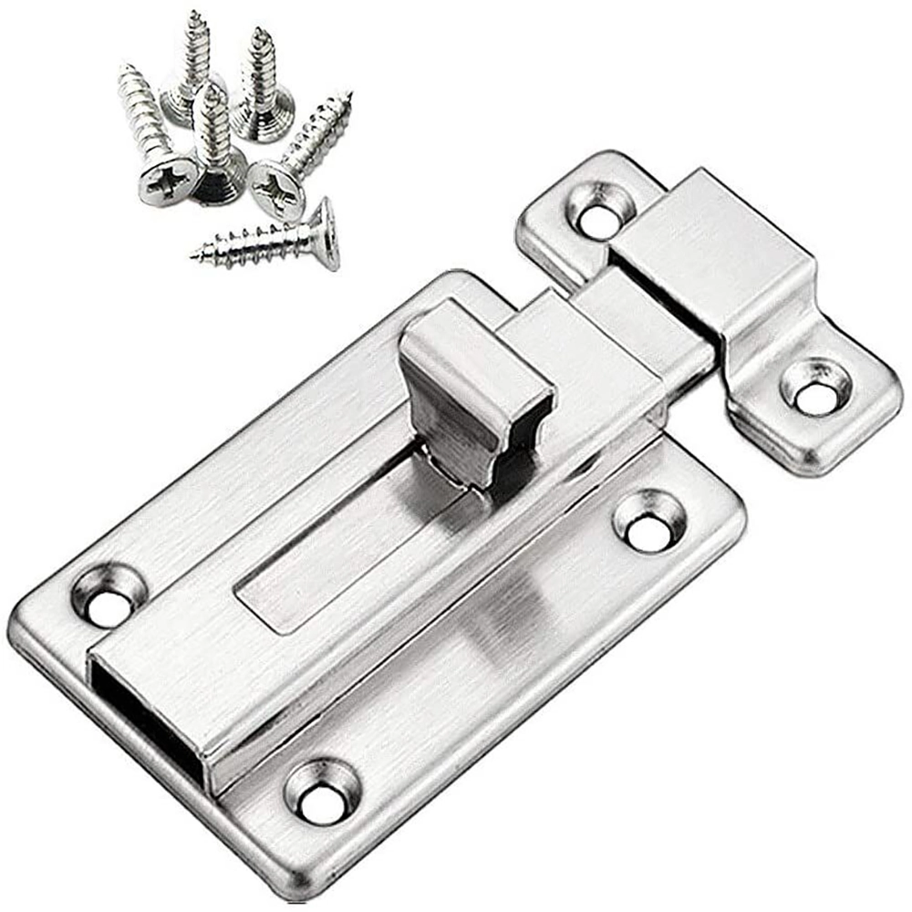 Fechadura Trava Fecho Deslizante Aço Inox Com Parafuso 8 5cm Tramela
