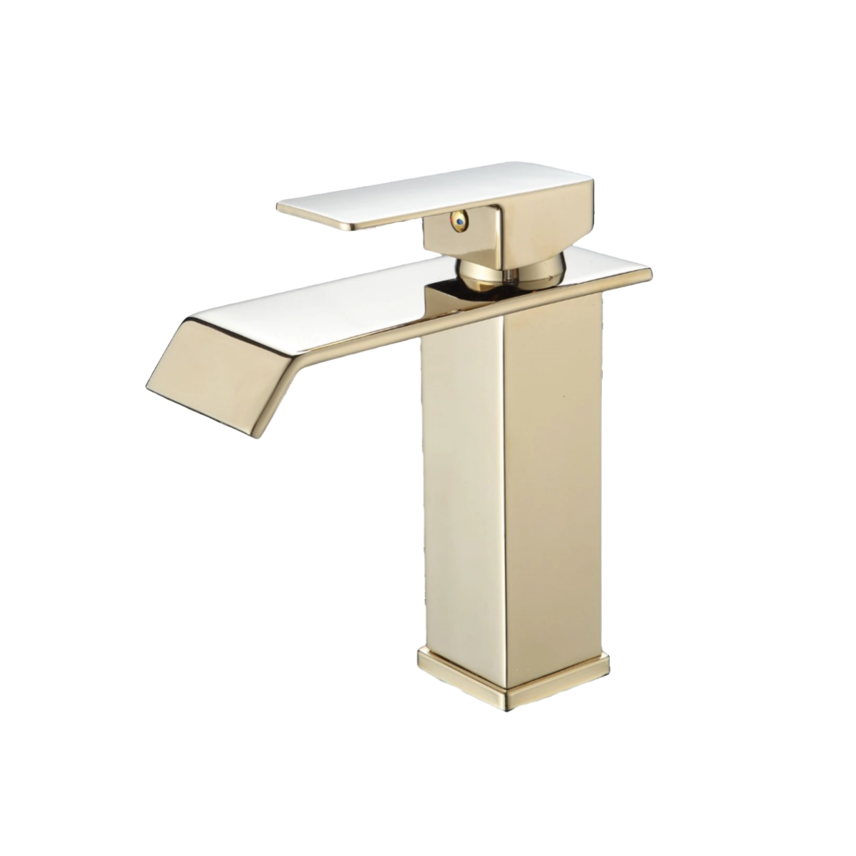 Torneira Para Banheiro Cascata Baixa Misturador Monocomando Aço Dourado
