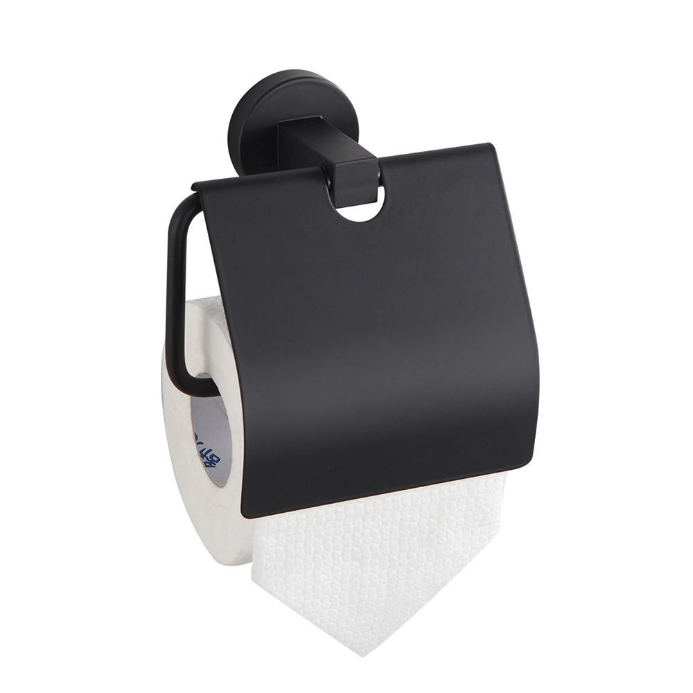 Suporte De Papel Higiênico De Parede Preto Fosco Aço Inox