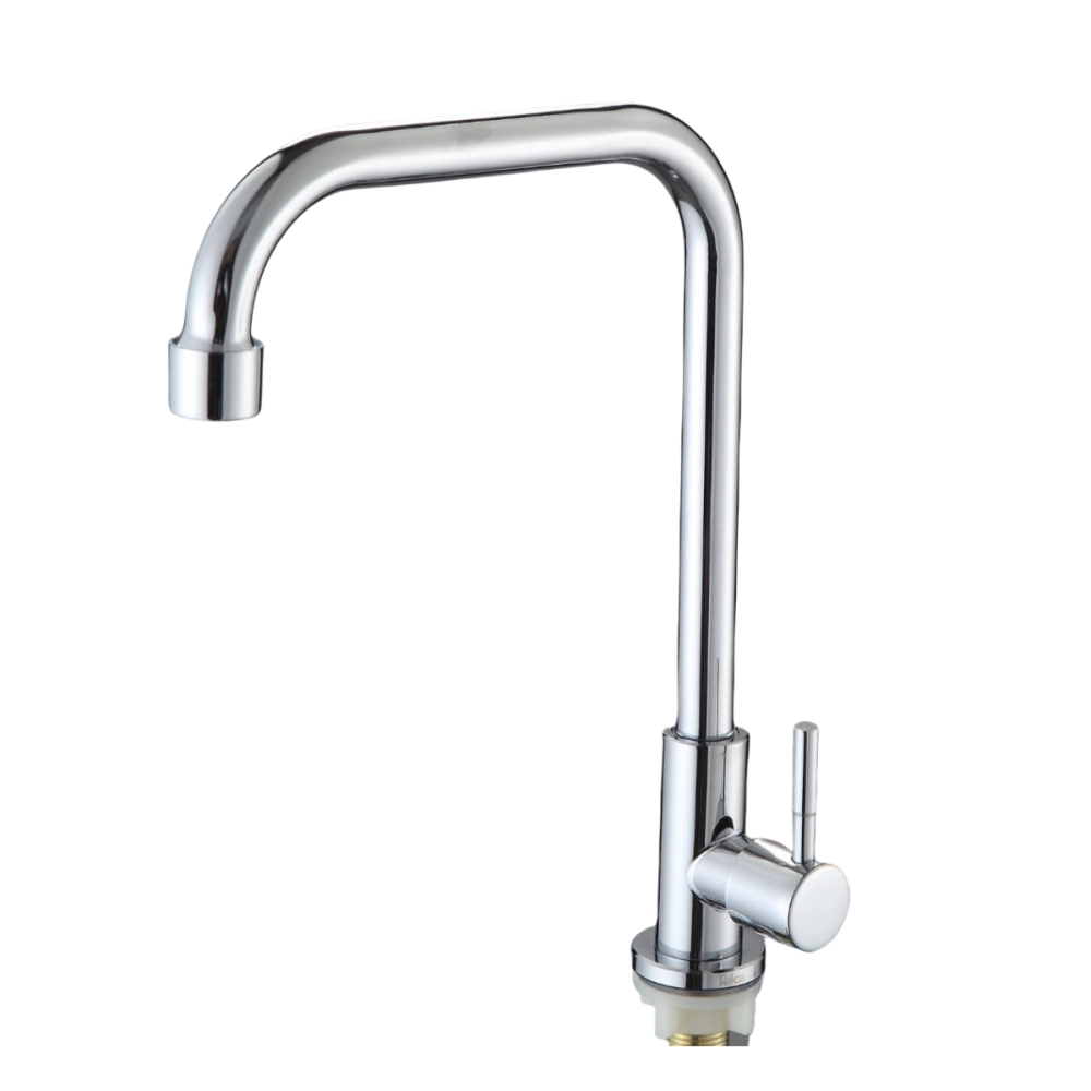 Torneira Cozinha Cromada Aço Inox Bancada 1/4 De Volta Água Fria