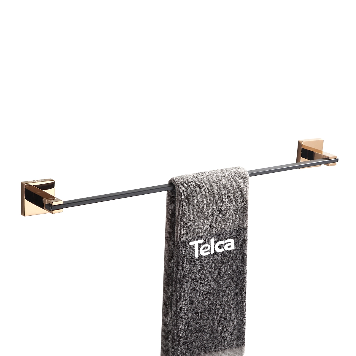 Toalheiro De Parede Preto Fosco C/ Rose Metal Suporte Toalha