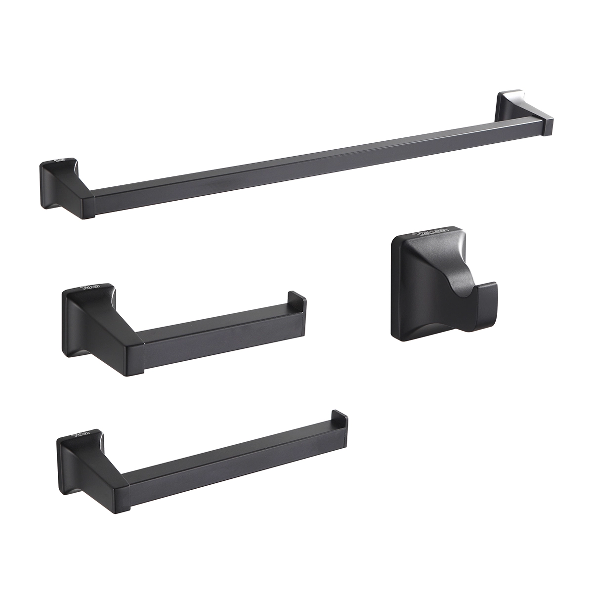 Acessórios De Banheiro Preto Fosco Linha Luxo 4 Pçs Parede
