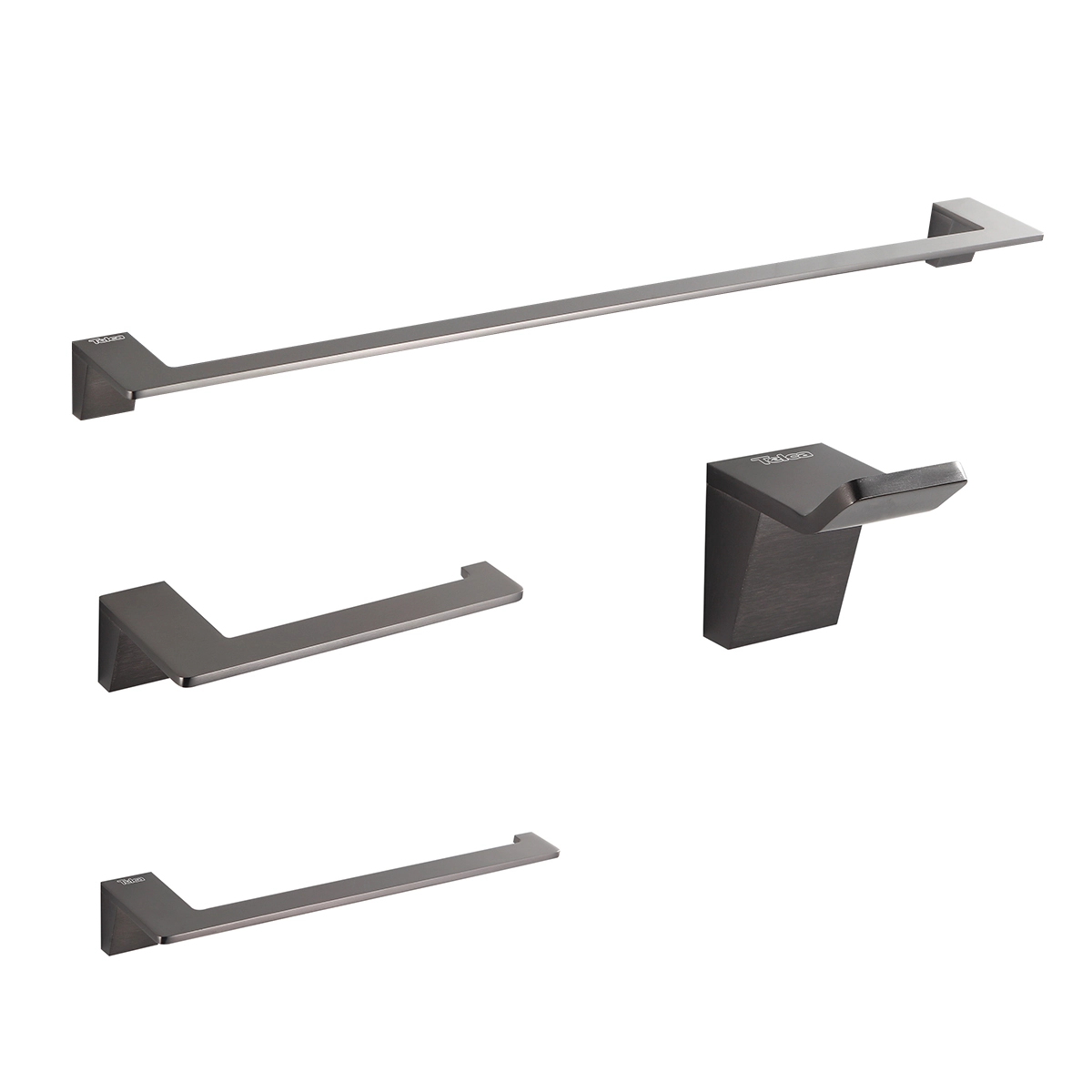 Kit Acessórios De Banheiro Cinza Escovado 4pçs Aço Inox Luxo