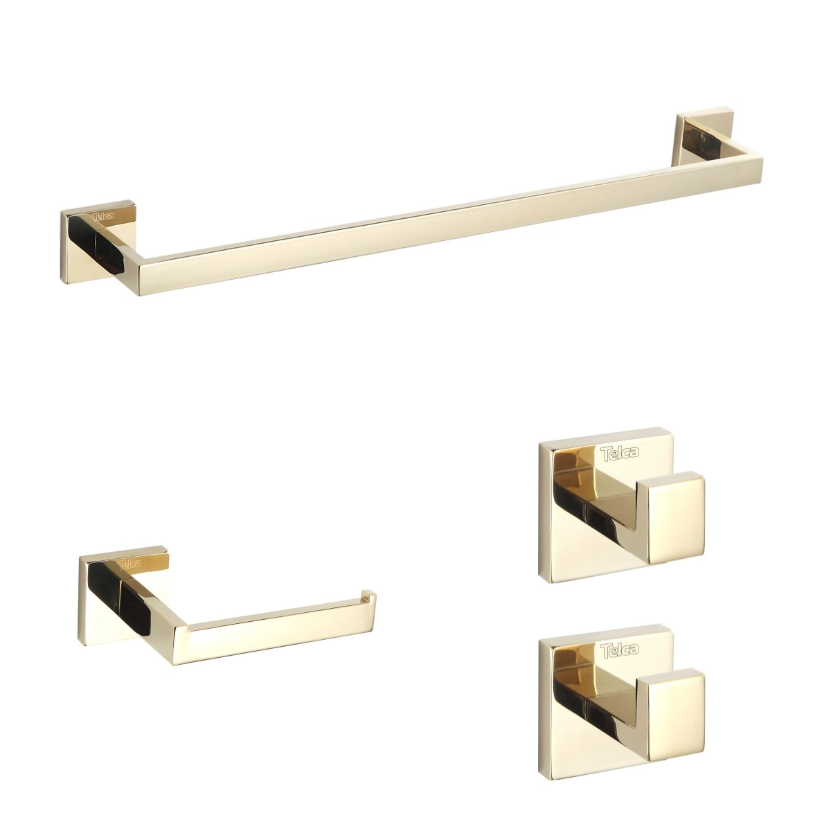 Kit Acessórios Para Banheiro 4 Peças Dourado Brilhante