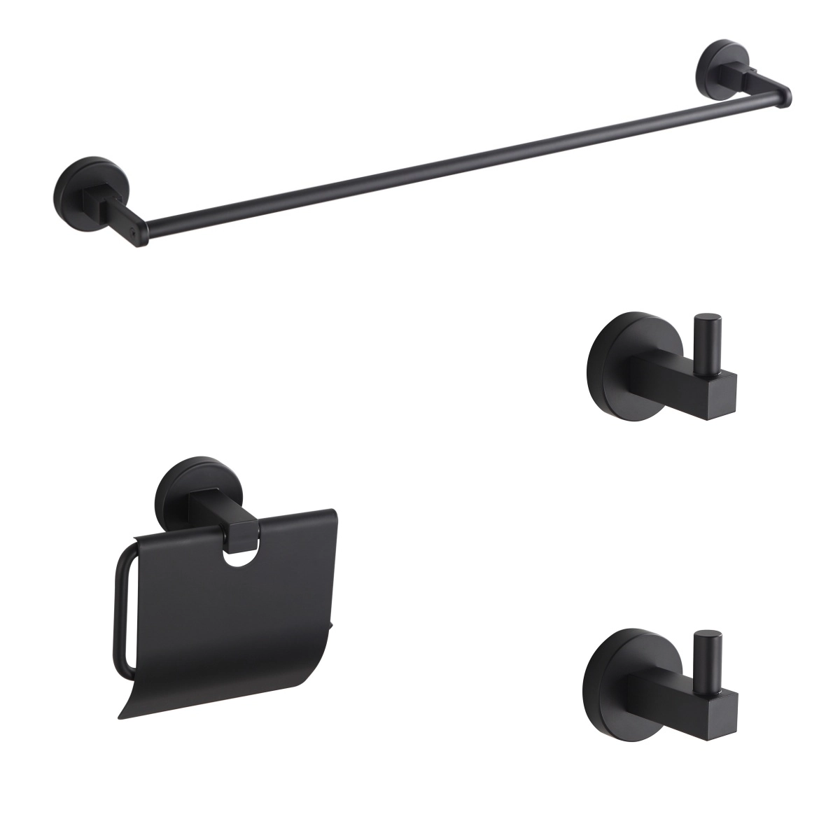 Kit Acessórios 4 Peças Para Banheiro Preto Fosco