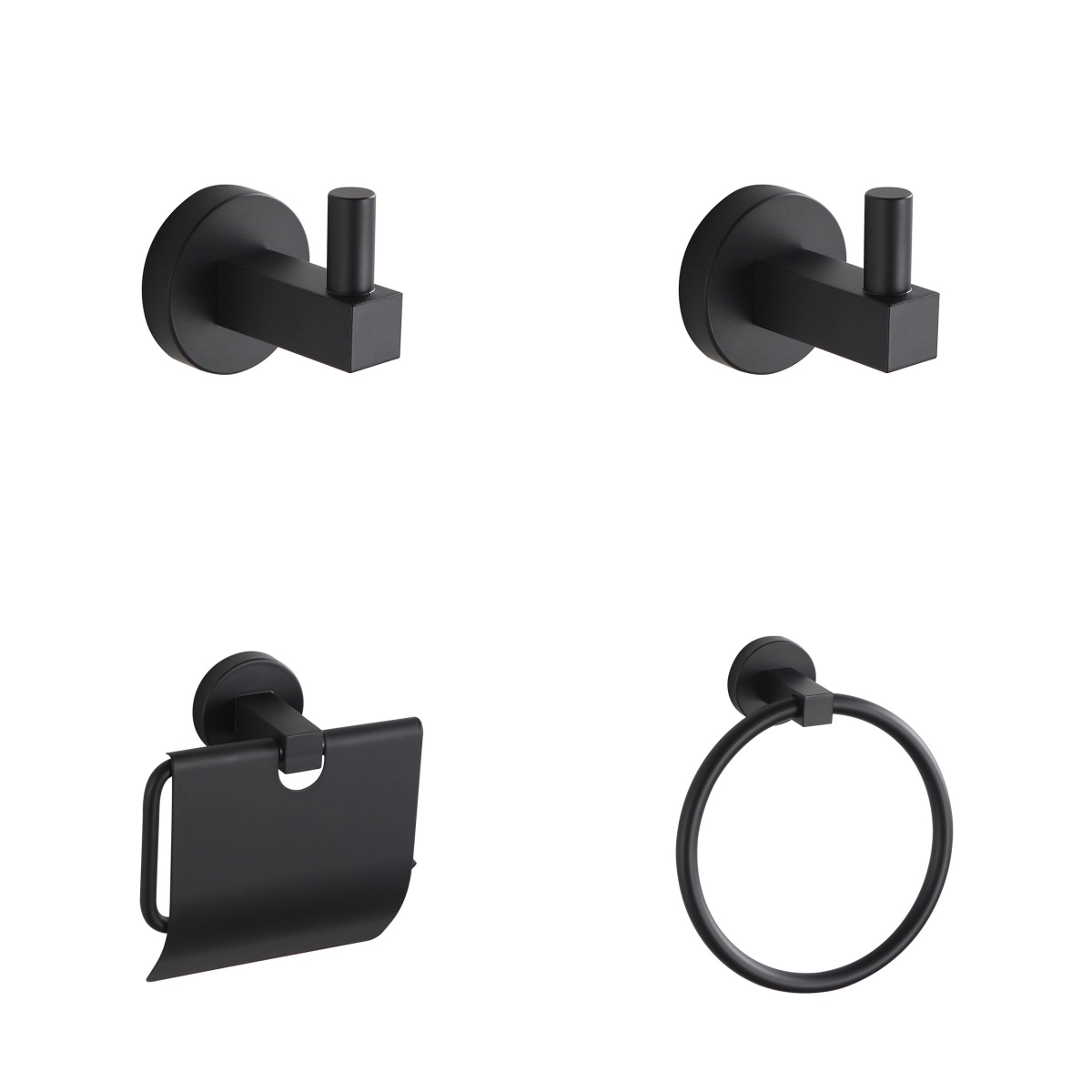Kit De Acessórios 4 Peças Para Banheiro Preto Fosco