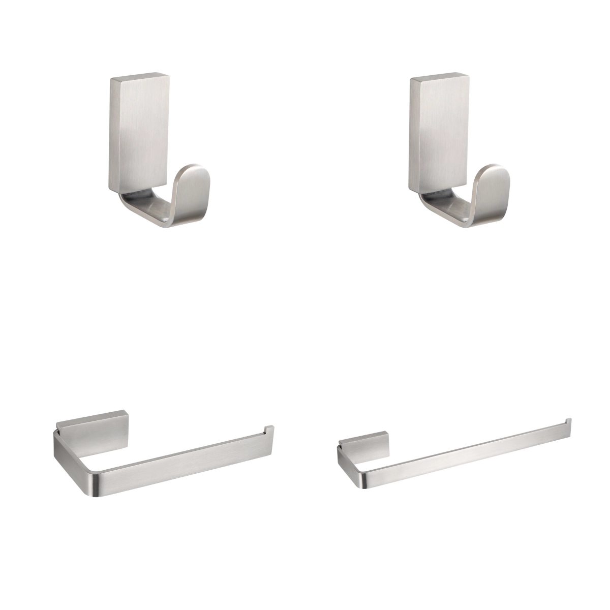 Kit Acessórios 4 Peças Para Banheiro Em Aço Inox Escovado