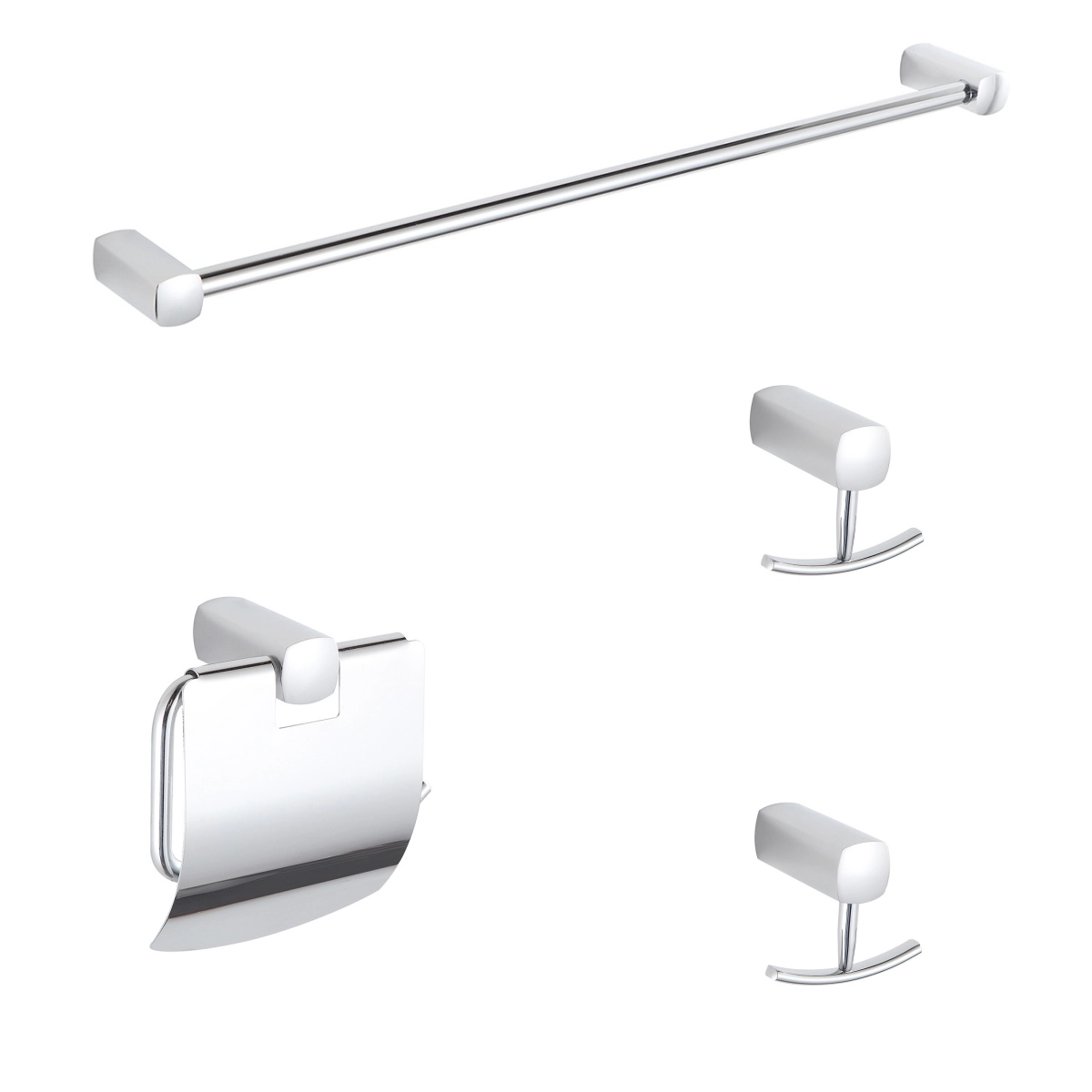 Kit 4 Acessórios Para Banheiro Cromado Brilhante