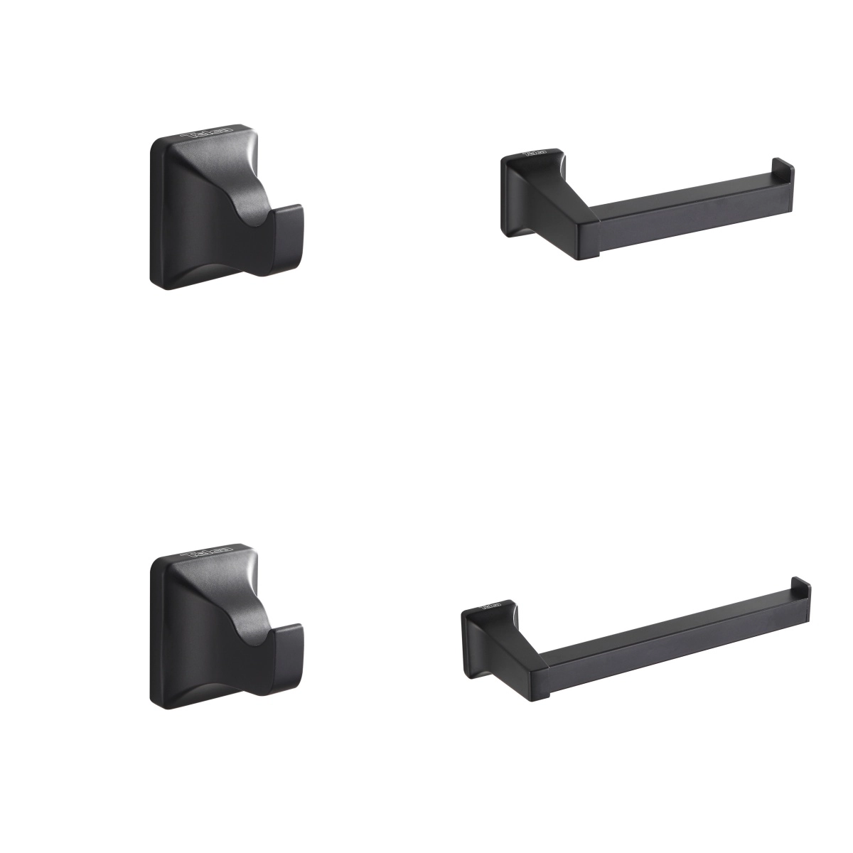 Kit 4 Peças Acessórios Lavabo Banheiro Em Zinco Preto Fosco