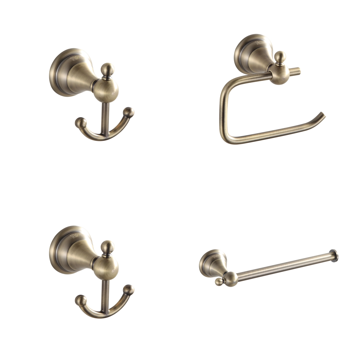 Kit 4 Acessórios Para Banheiro Lavabo Bronze Antigo Retro