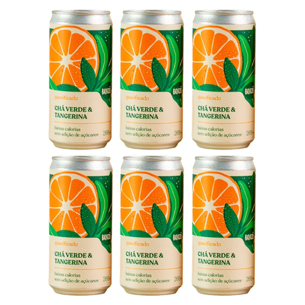 Kit 6X: Chá Verde com Tangerina Gaseificado Brazô 269ml
