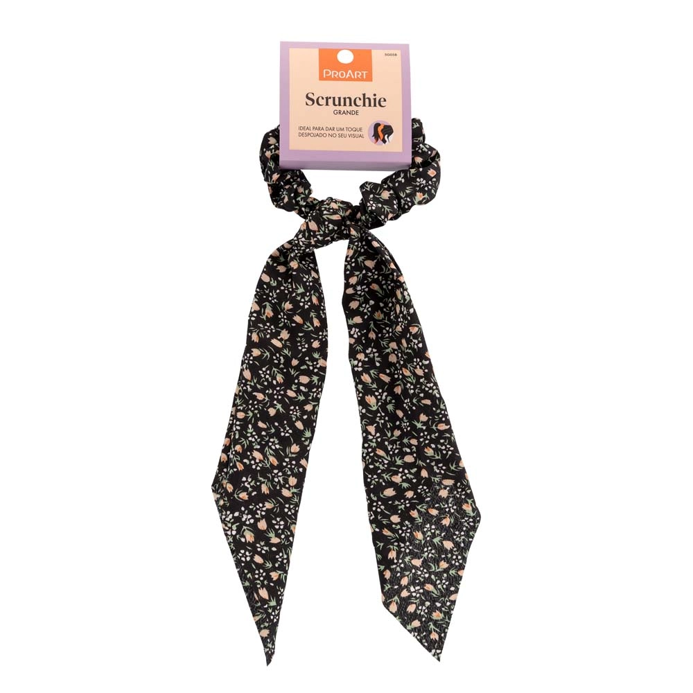 Proart Scrunchi Grande Preto Florido
