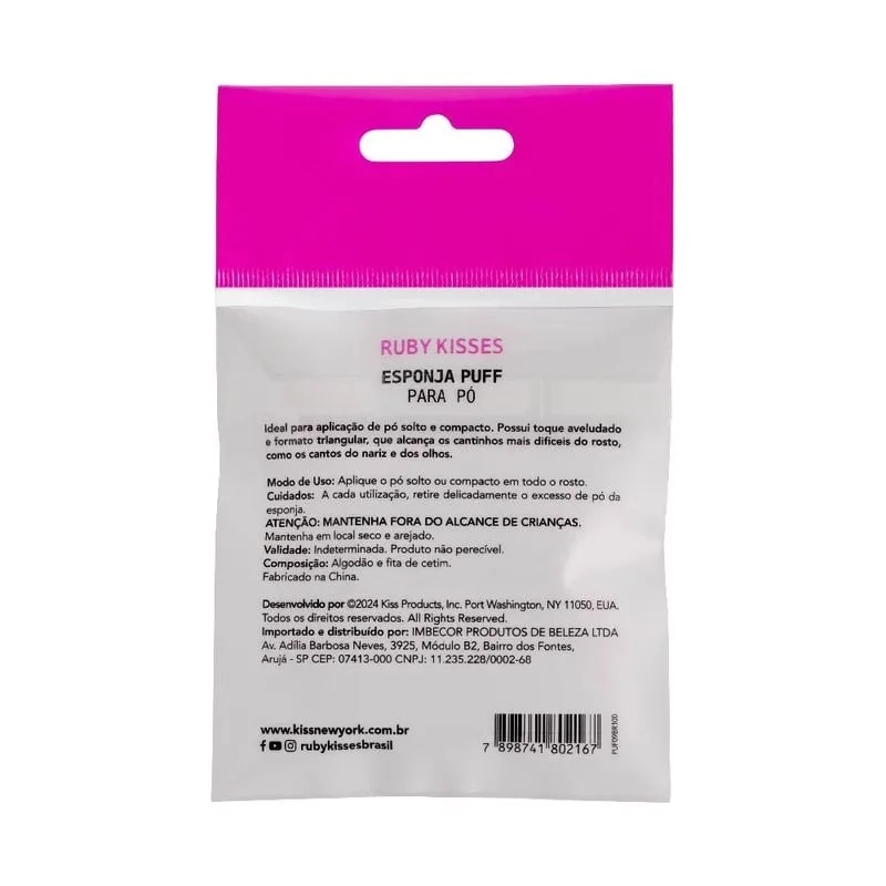 Esponja Para Pó Rosa Triangular Puff Ruby Kisses