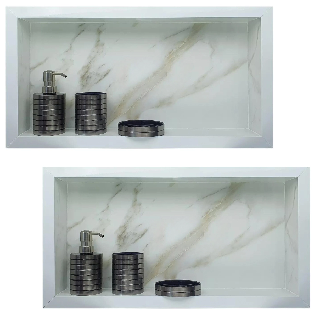 Nicho De Porcelanato Branco Calacata Ouro Polido 60x32cm Kit 2 Unidades