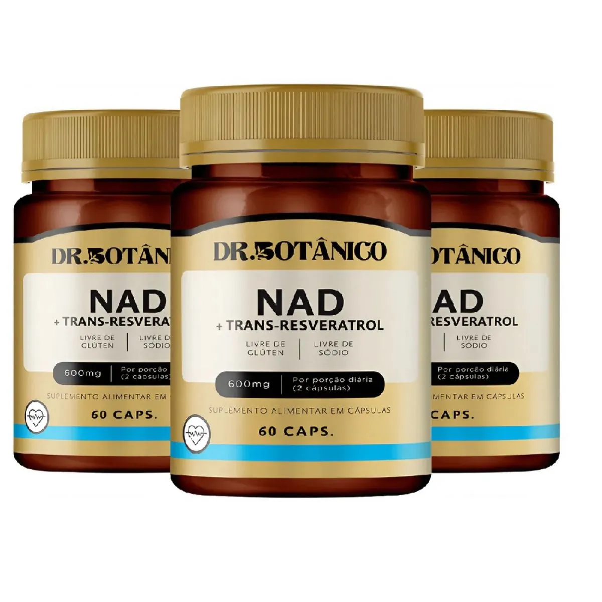 KIT 02 NAD + TRANS-RESVERATROL 600MG 60CAPS DR. BOTANICO