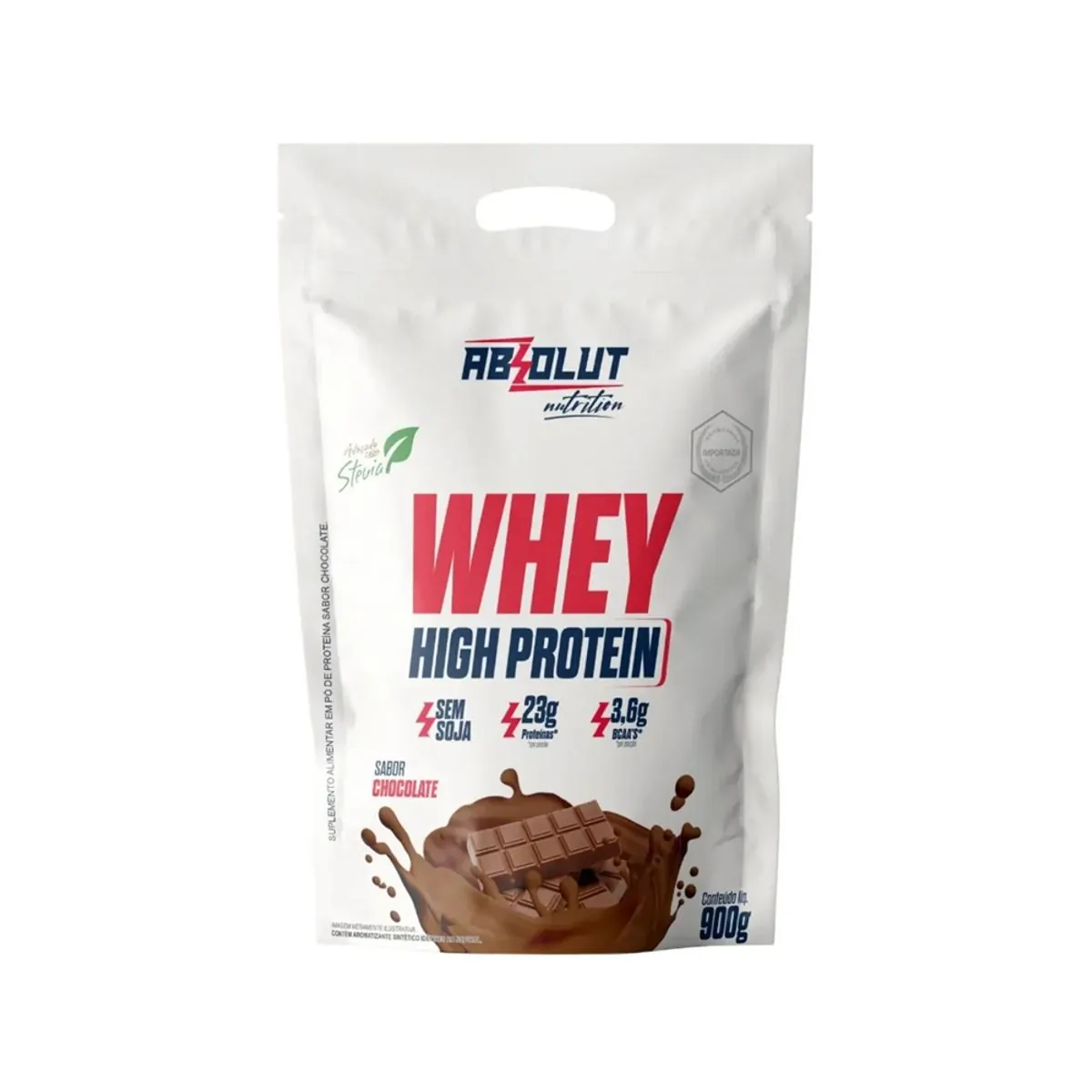 Whey Protein Chocolate 900g High Protein Refil Absolut