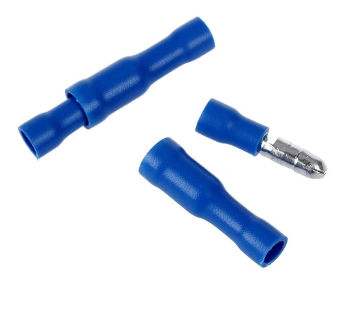 Dmti 500 Pares Terminal Bala 2,5mm Fêmea E Macho Isolado Azul