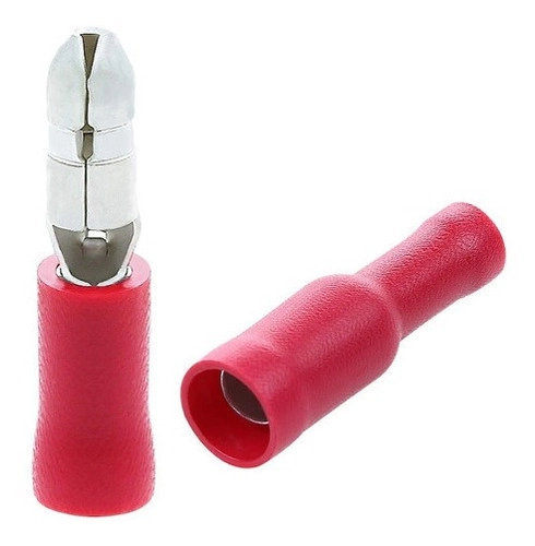 Dmti Kit Terminal Bala Fêmea E Macho Pré Isolado Vermelho 50pares