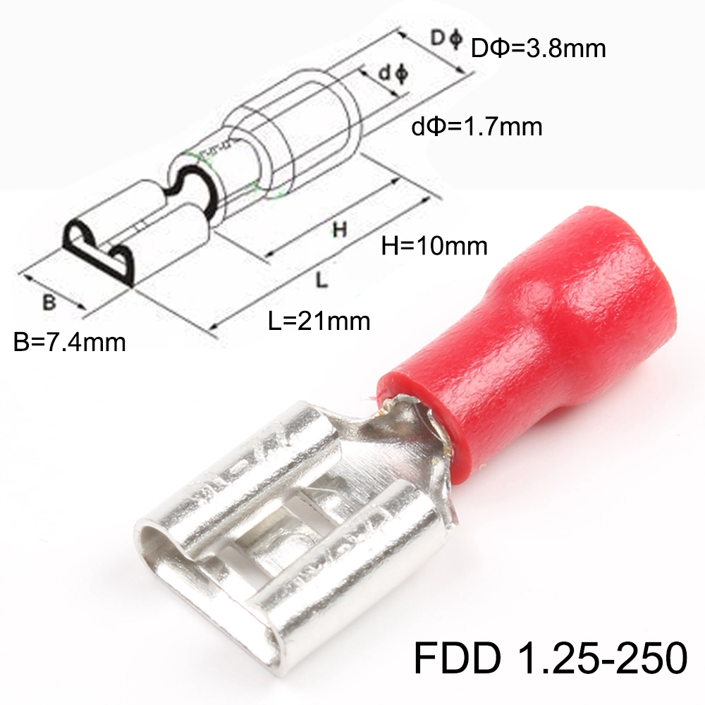 Dmti 1000un Terminal Fêmea Pré-isolado 0,5mm A 1,5mm Vermelho