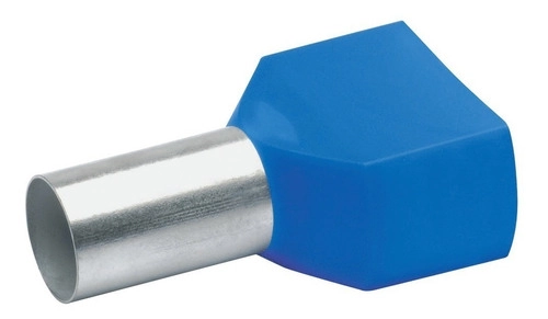 Dmti 20x Terminal Elétrico Ilhós Tubular Duplo 16mm Azul Conector
