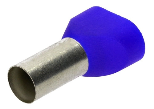 Dmti 50x Terminal Elétrico Ilhós Tubular Duplo 16mm Azul Conector