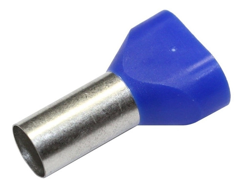 Dmti Kit 200x Terminal Elétrico Ilhós Tubular Duplo 16mm Azul