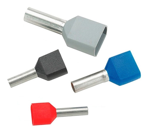 Dmti Kit 400x Terminal Tubular Ilhós Duplos 1,0 / 1,5 / 2,5 / 4mm