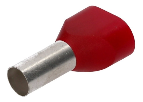 Dmti Kit 500x Terminal Elétrico Ilhós Tubular Duplo 10mm Vermelho