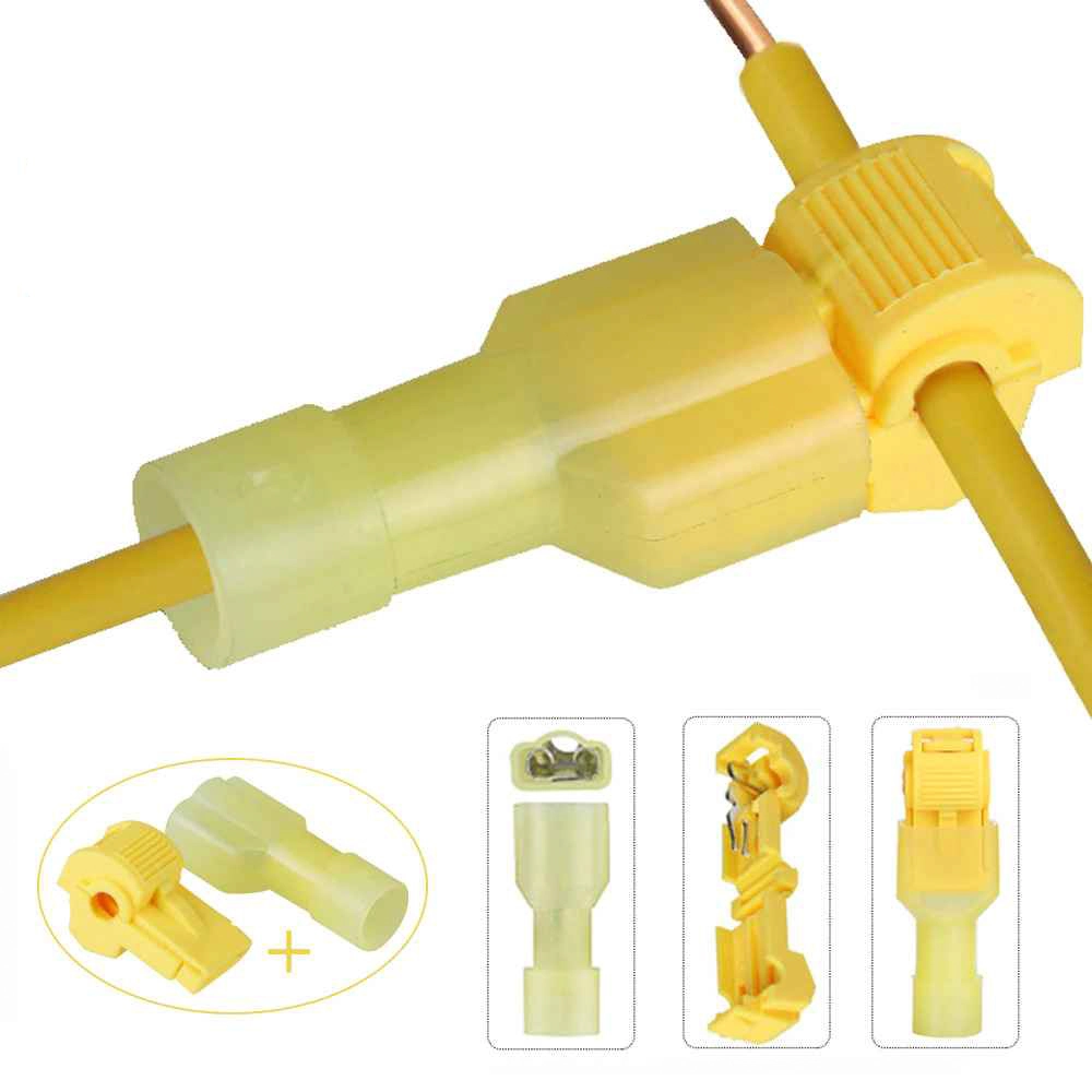 50un Conector Derivação T Amarelo 4 A 6mm Emenda Rápida