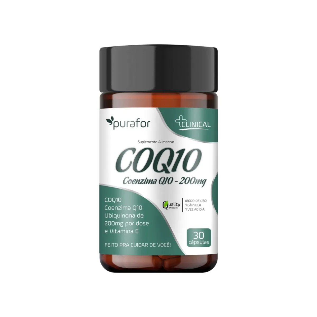 Coenzima Q10 200mg com Vitamina E Purafor - 30 Capsulas 100% Natural