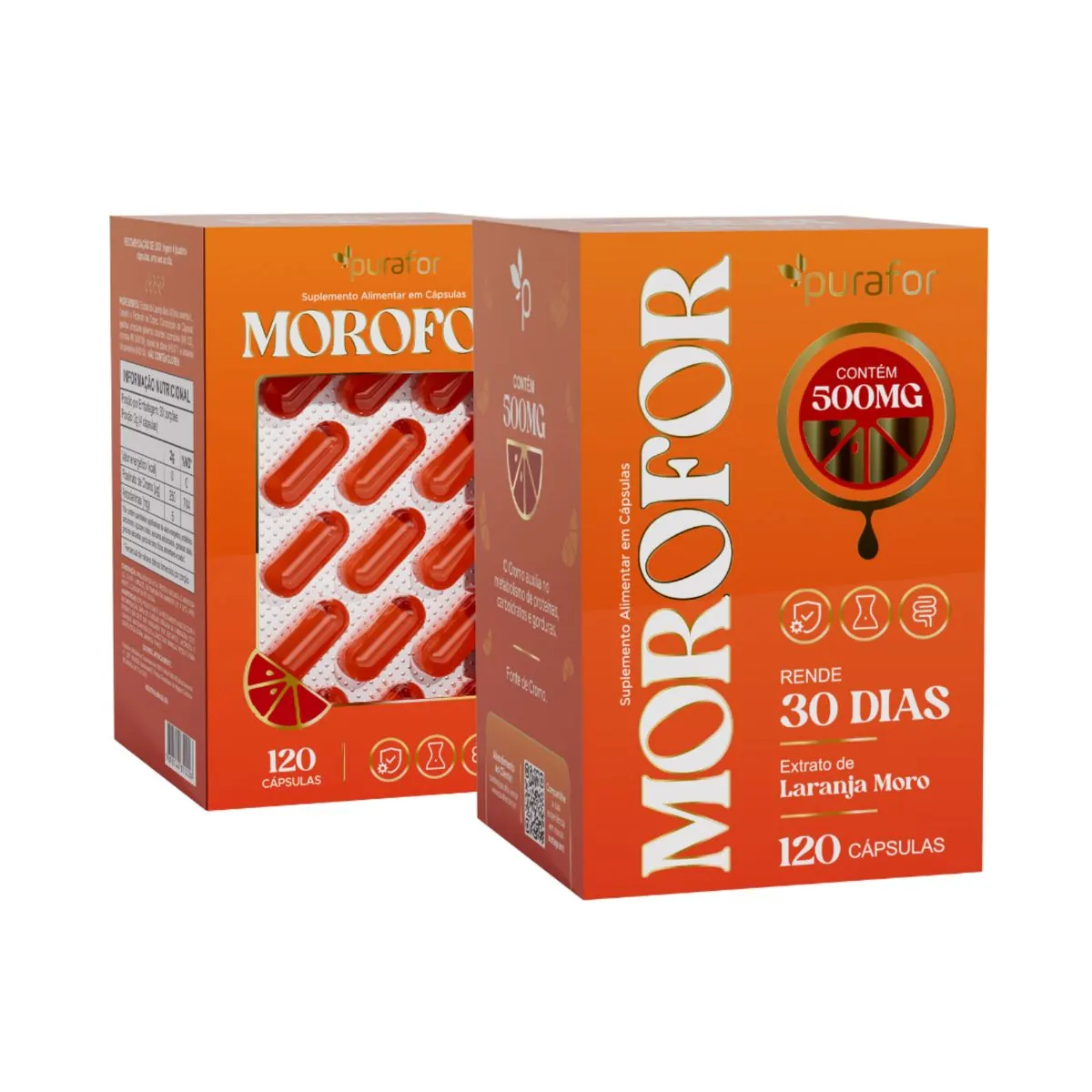 Morofor Suplemento com Laranja Moro e Picolinato de Cromo - 120 Cápsulas Purafor