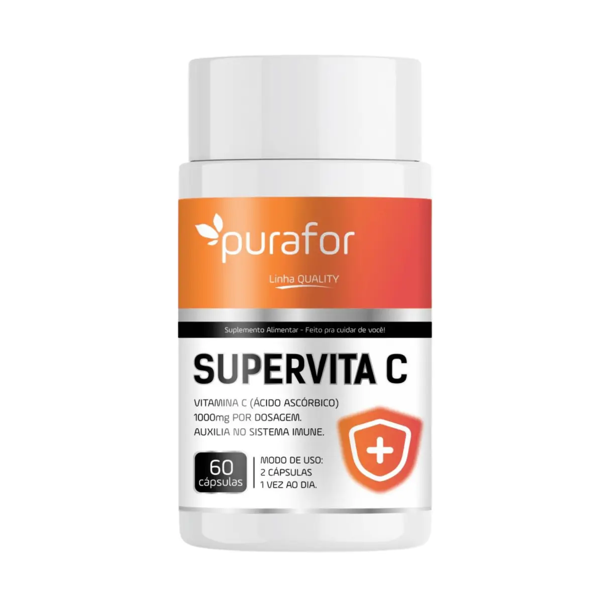 Vitamina C 1000mg l SUPERVITA C Purafor I 60 Cápsulas Imunidade I Antioxidante I Anti-idade
