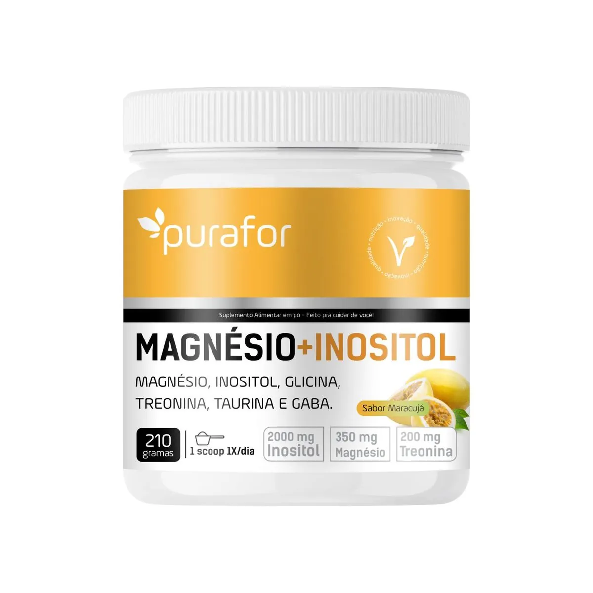Magnésio com Inositol, Glicina, Taurina, Treonina e GABA – 210g Purafor